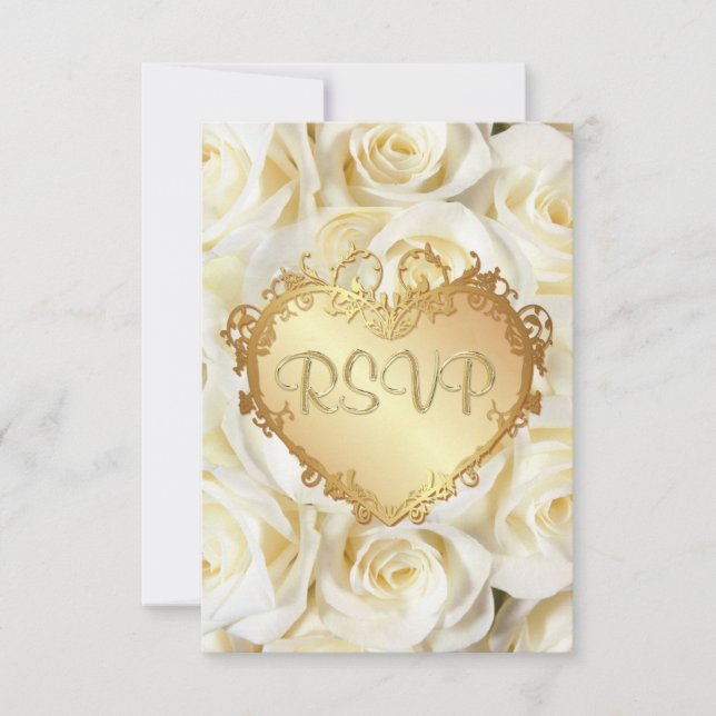 White Rose Floral Wedding RSVP (Front)