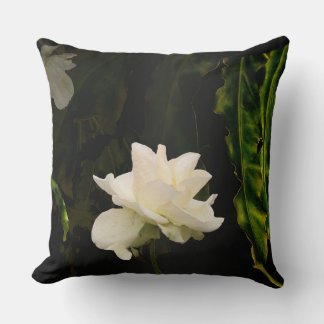 White Rose Flower Chic Throw Pillow