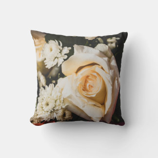 White Rose Flower Floral Design Cushion