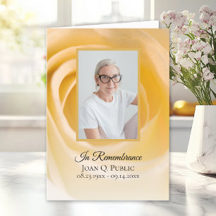 White Rose Flower Funeral Memorial Service Folded Programme