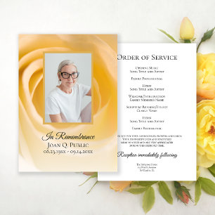 White Rose Flower Funeral Memorial Service Programme