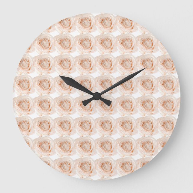 White Rose Flower Large Clock (Front)