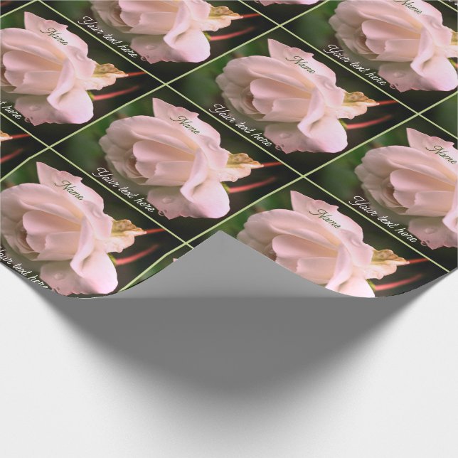White Rose Flower Personalised Wrapping Paper (Corner)