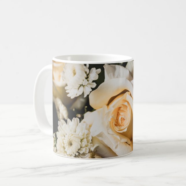 White Rose Flower Photography Floral Design Coffee Mug (Front Left)