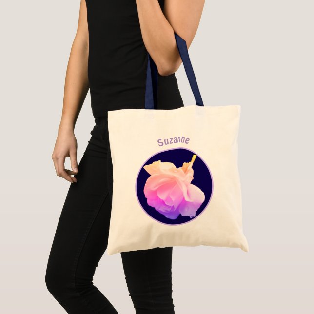White Rose Flower Raindrops Personalised Tote Bag (Front (Product))