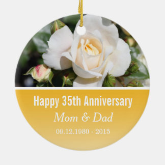 White rose flower wedding anniversary ceramic tree decoration