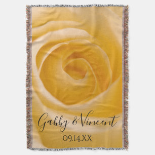 White Rose Flower Wedding Keepsake Throw Blanket