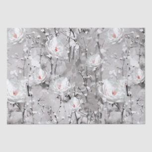 White rose flower winter floral grey  tissue paper