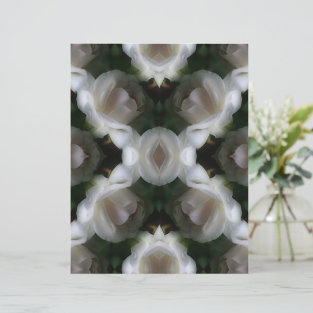 White Rose Flowers Abstract Scrapbook Paper (Standing Front)
