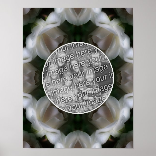 White Rose Flowers Frame Add Your Own Photo  Poster (Front)