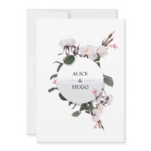 White Rose Flowers Love Wedding Card