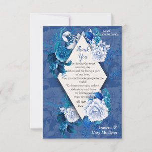 White Rose Flowers on Blue pattern paper  RSVP Card