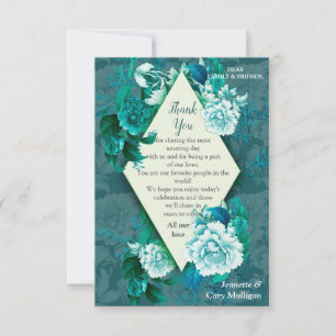 White Rose Flowers on Blue pattern paper  RSVP Card