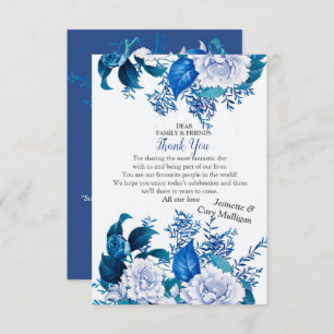 White Rose Flowers on Blue pattern paper  RSVP Card