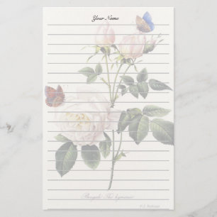 white rose flowers, Pierre Joseph Redouté Stationery