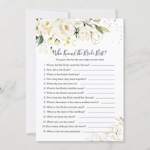 White Rose Foliage Who knows the Bride Best Invitation