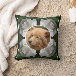 White Rose Frame Create Your Own Pet Photo Cushion