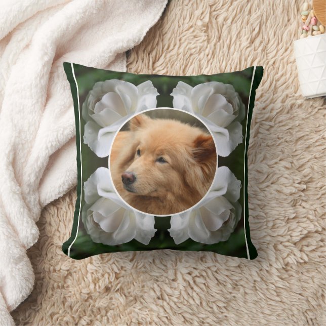 White Rose Frame Create Your Own Pet Photo  Cushion (Blanket)