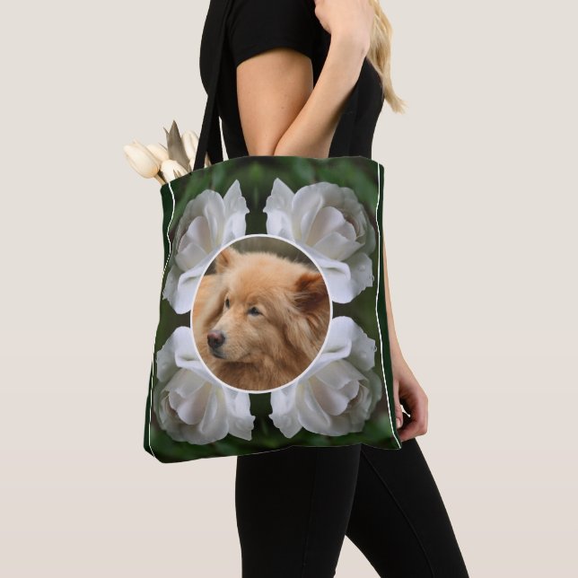 White Rose Frame Create Your Own Pet Photo  Tote Bag (Close Up)
