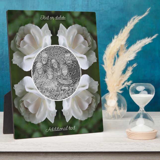 White Rose Frame Create Your Own Photo Plaque (Side)