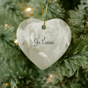 White Rose French Love Valentine Ornament