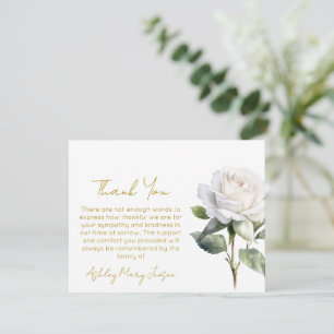 White rose Funeral Thank You Card Bereavement