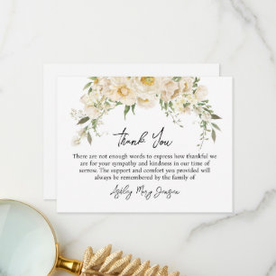 White Rose Funeral Thank You Note Card Bereavement