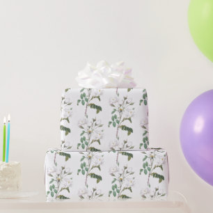 White Rose Garden Flower Floral Pattern Art Wrapping Paper