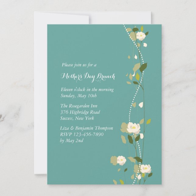 White Rose Garland Invitation (Front)