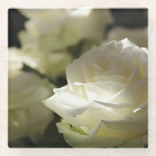 White Rose - Glass Coaster