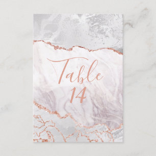 White & Rose Gold Agate Gilt Wedding Table Numbers