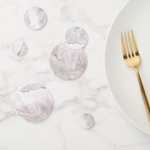 White & Rose Gold Agate Marble Foil Gilded Party Confetti
