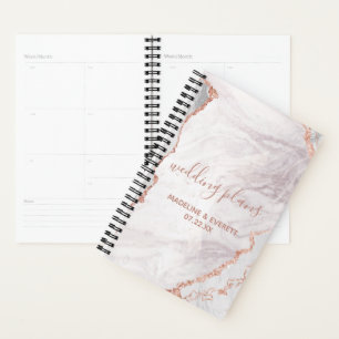 White & Rose Gold Agate Marble Foil Wedding Plans Planner