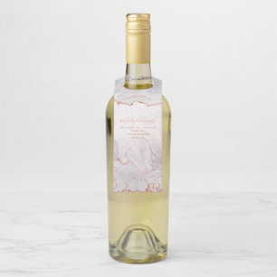 White & Rose Gold Agate Marble Wedding Thank You Bottle Tag