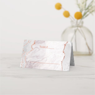 White & Rose Gold Agate Seating Table Number Place Card