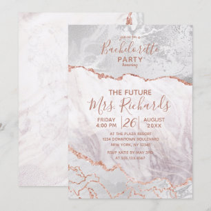 White & Rose Gold Bachelorette Party Invitation