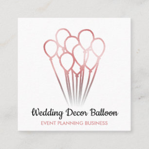 White Rose Gold Balloon Event organization Square Business Card