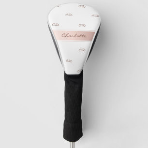 White rose gold blush monogram name initials golf head cover