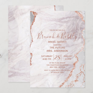 White & Rose Gold Brunch & Bubbly Bridal Shower Invitation