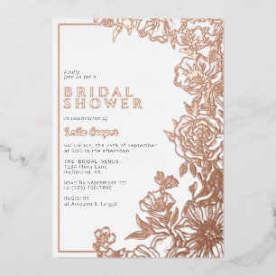 White & Rose Gold   Elegant Floral Bridal Shower