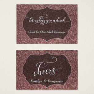 White & Rose Gold Faux Glitter, Drink Tickets