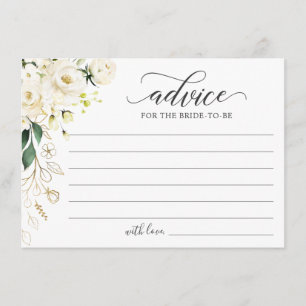 White Rose Gold Floral Greenery Words of Advice Card