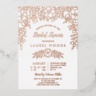 White & Rose Gold Floral Line Art Bridal Shower