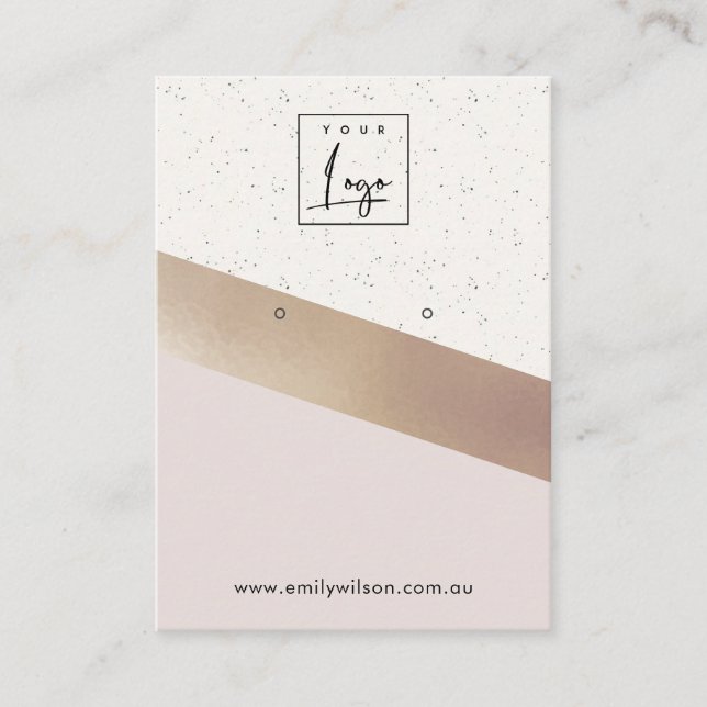 White Rose Gold Foil Glitter Earring Display Logo Business Card (Front)