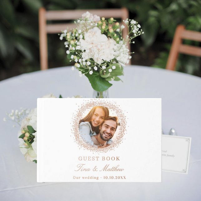 White rose gold foil photo wedding  guest book (Creator Uploaded)