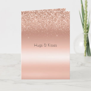 White Rose Gold Glitter Glitzy Sparkle      Card