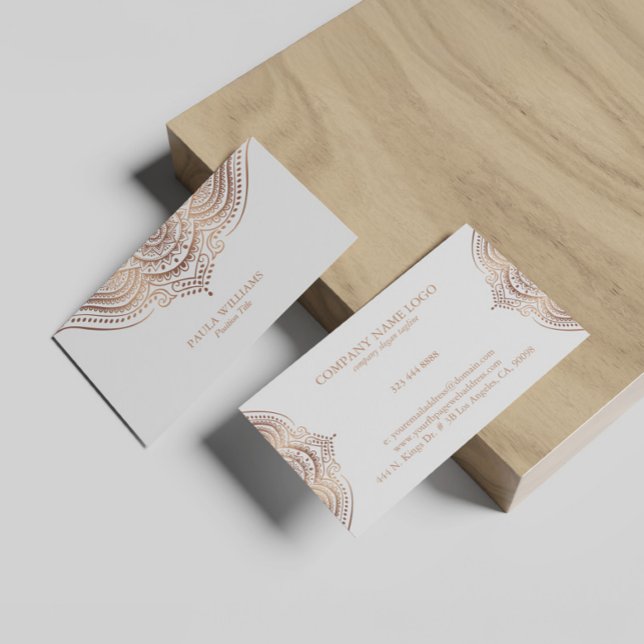 White Rose-Gold Lace Mandala Business Card (Creator Uploaded)