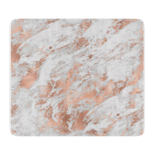 White & Rose Gold Marble 3 Cutting Board