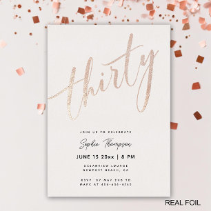 White Rose Gold Modern Elegant 30th Birthday