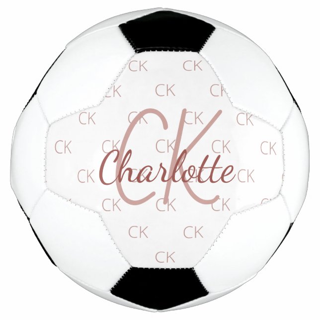 White rose gold monogram initials name football (Front)